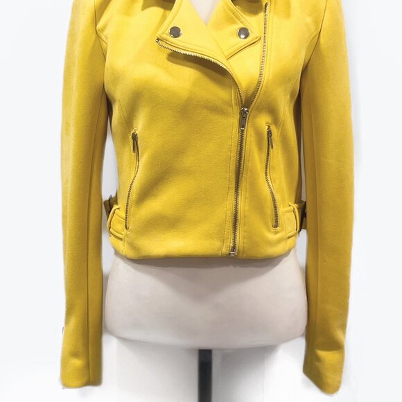 Yellow Faux Suede Moto Jacket - Picture 2 of 4